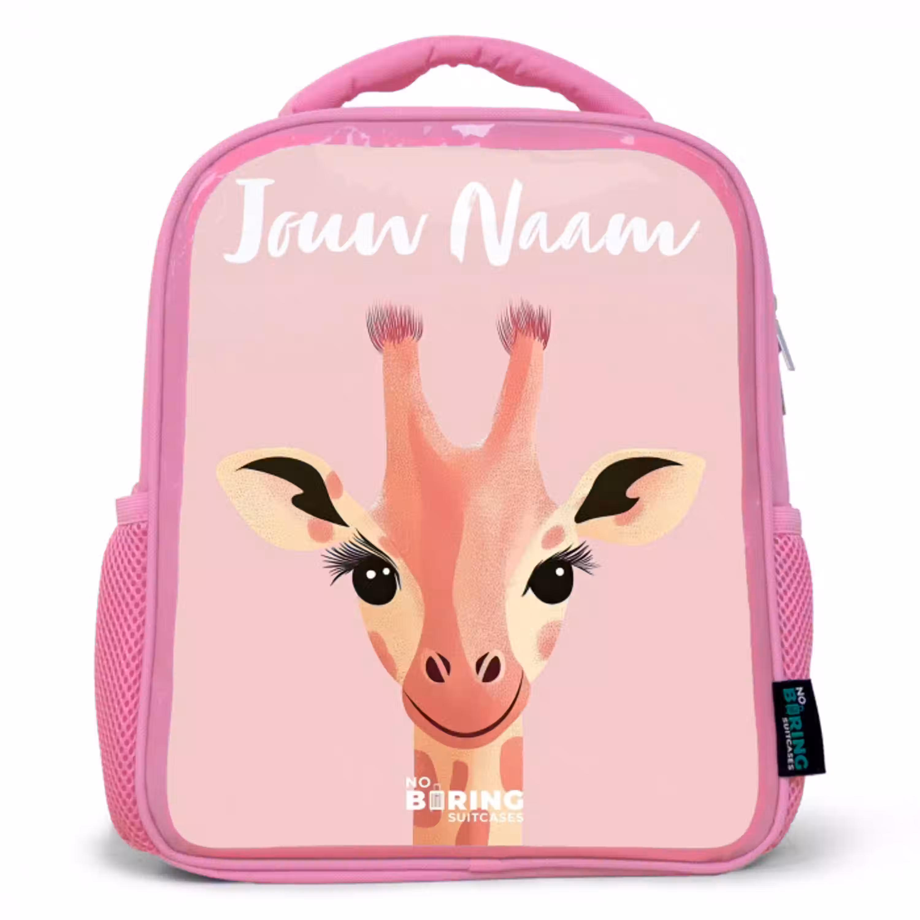 Giraffe - Wimpers - Minimalistisch - Roze Kinderrugzak - Roze middel -3d