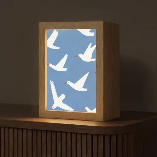 Vogels - Wit - Patroon Light Box met kabel (Tafellamp) klein -z3d_website