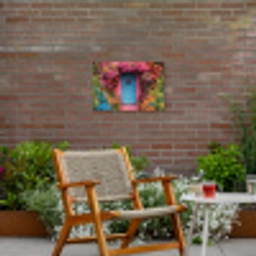 Bloemen - Deur - Roze Tuinposter op houten frame 2 cm dik klein -sfeer3