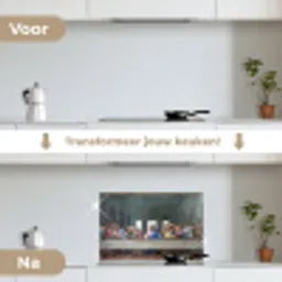 Het laatste avondmaal - Leonardo da Vinci keuken achterwand spatscherm klein -voor_na_NL