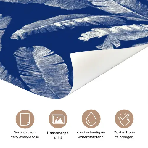 Blad - Palm - Blauw deurposter klein 289 -closeup_NL