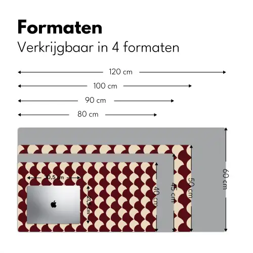 Rood - Tegelpatroon - Crème Muismat XXL klein 681 -sfeer5