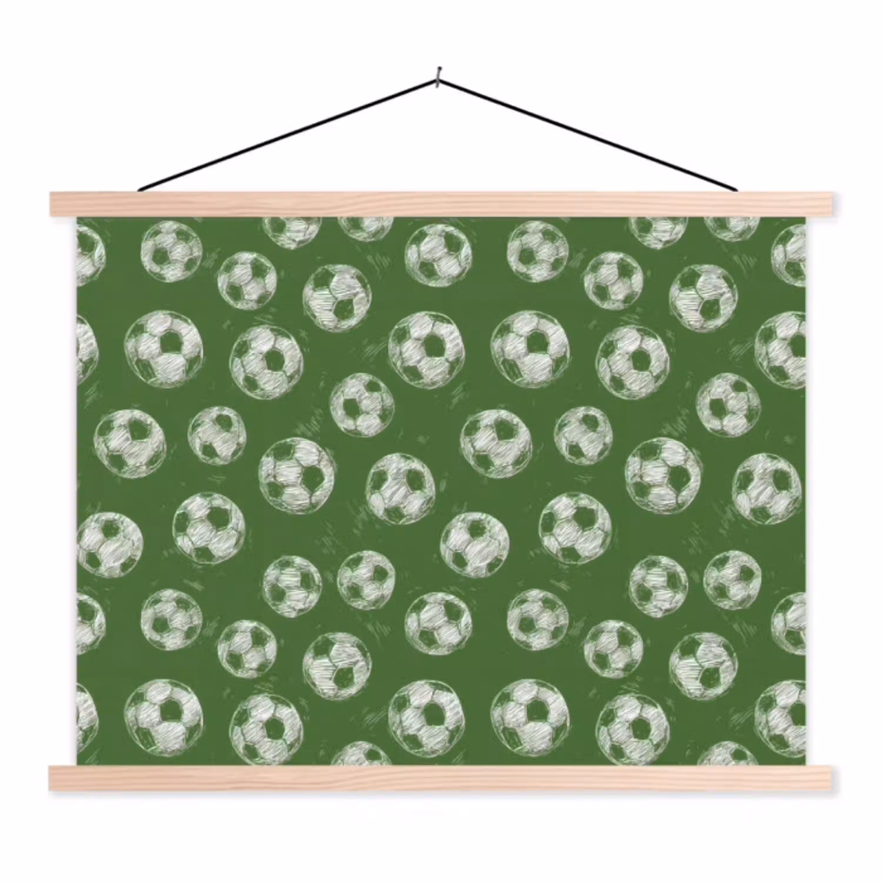 Voetbal - Sport - Groen textielposter latten blank klein 122 -3d