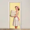 Handdoeken - Vrouw - Jurk - Roze deurposter klein -3d_beige