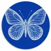 Vlinder - Wit - Getekend - Stippen Wandcirkel plexiglas klein -3d