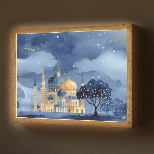 Sterrenhemel - Goud - Moskee Light Box met batterij (Wandlamp) middel -z3d_website