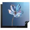 Blauw - Bloem - Glazen - Sierlijk Inductie beschermer vinyl 3mm middel -3d