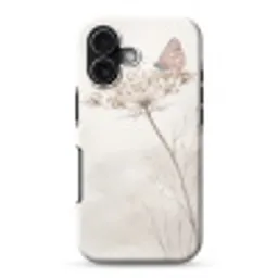 Vlinder - Bloem -Natuur - Beige Toughcase MagSafe Apple iPhone 17 klein -3d