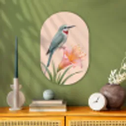 Vogel - Bloem - Natuur - Roze Wandcirkel Ovaal Forex klein -sfeer2