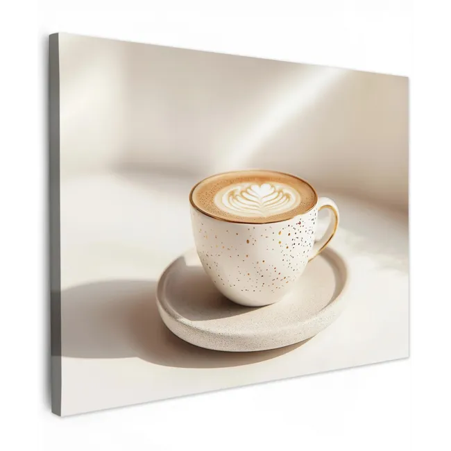 Canvas schilderij - Cappuccino - Schuim - Schotel - Beige