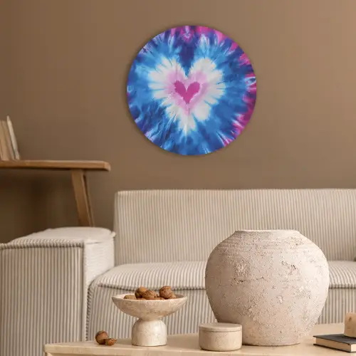 Hartvormig - Tie dye - Paars Akoestische PET Vilt - Rond klein -sfeer1