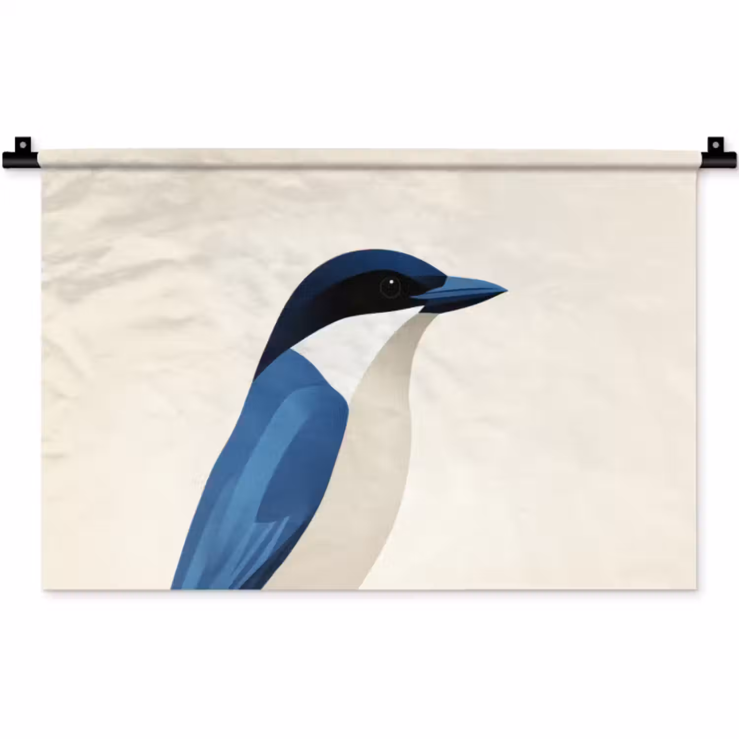 Wandkleed - Illustratie - Blauw - Vogel