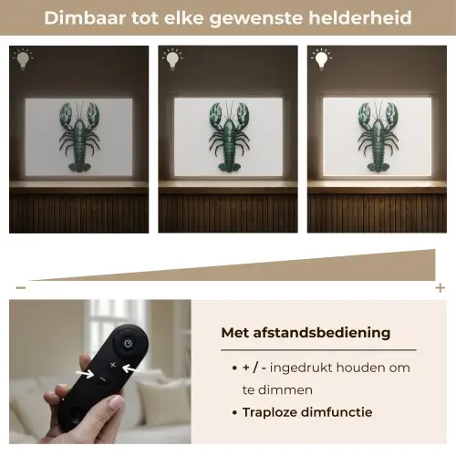 Kreeft - Glossier - Groen - Wit Light Box met batterij (Wandlamp) middel -USP_dimbaarNL