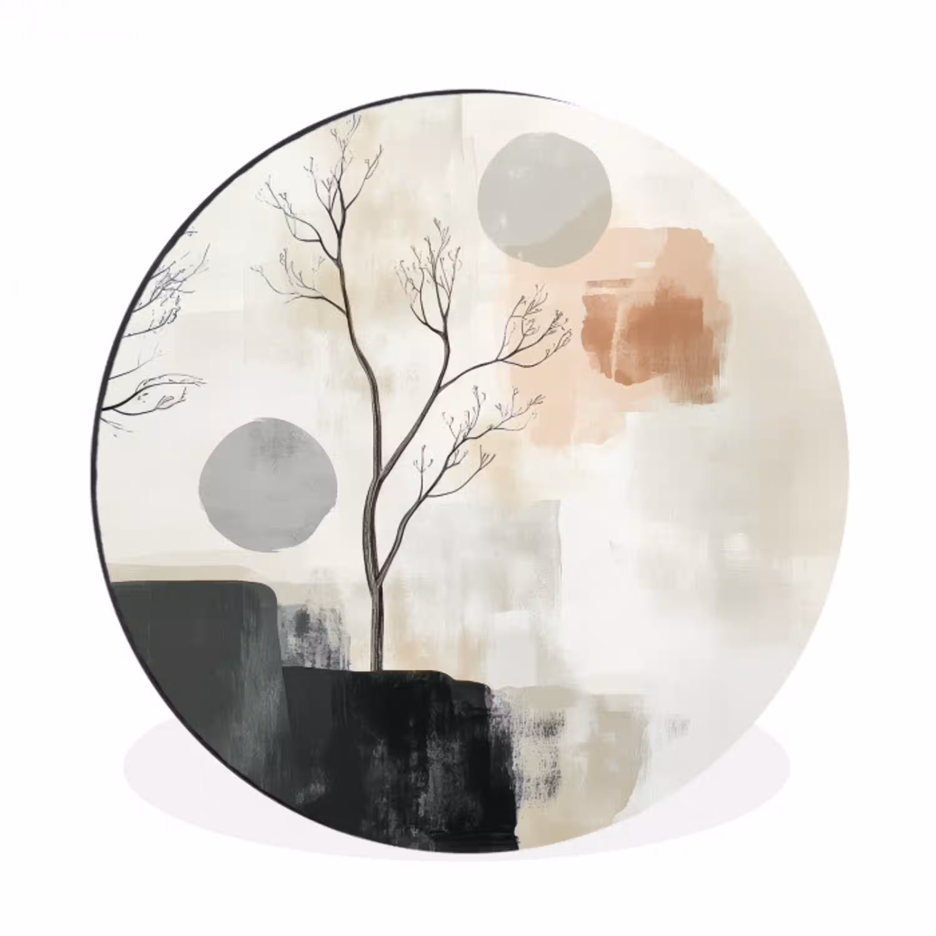 Wabi sabi - Beige - Plant Wandcirkel aluminium klein -3d