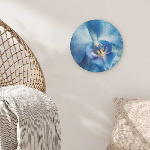 Blauw - Orchidee - Elegeant Akoestische PET Vilt - Rond klein -sfeer4