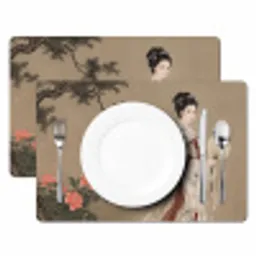 Vrouw - Azië - Kunst - Beige Placemat vinyl groot -zzsfeer2_Kitchenyeah-website