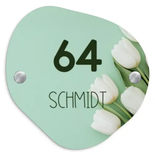 Witte tulpen - Modern Naambord Organisch middel -3d