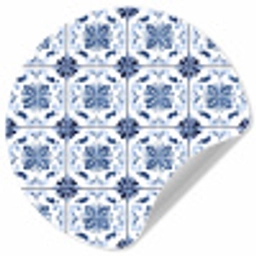 Patroon - Tegel - Blauw Wandcirkel behangsticker klein 186 -3d
