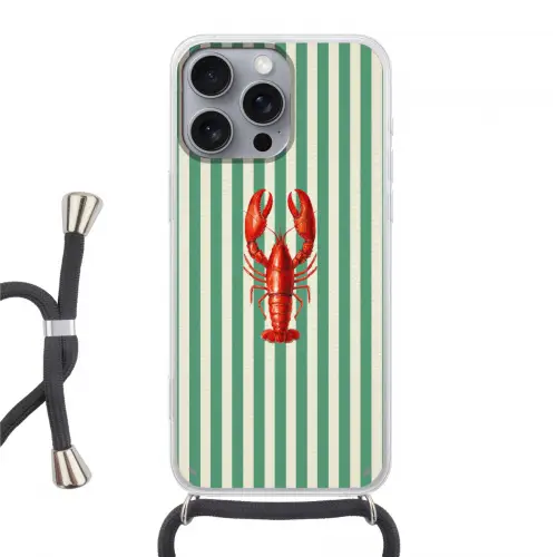 Kreeft - Strepen - Realistisch - Zomers Hoesje iPhone 16 Pro Max met koord klein -3d