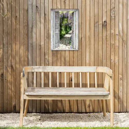 Oude deuren naar een tuinpad Tuinposter op houten frame 2 cm dik klein -sfeer4