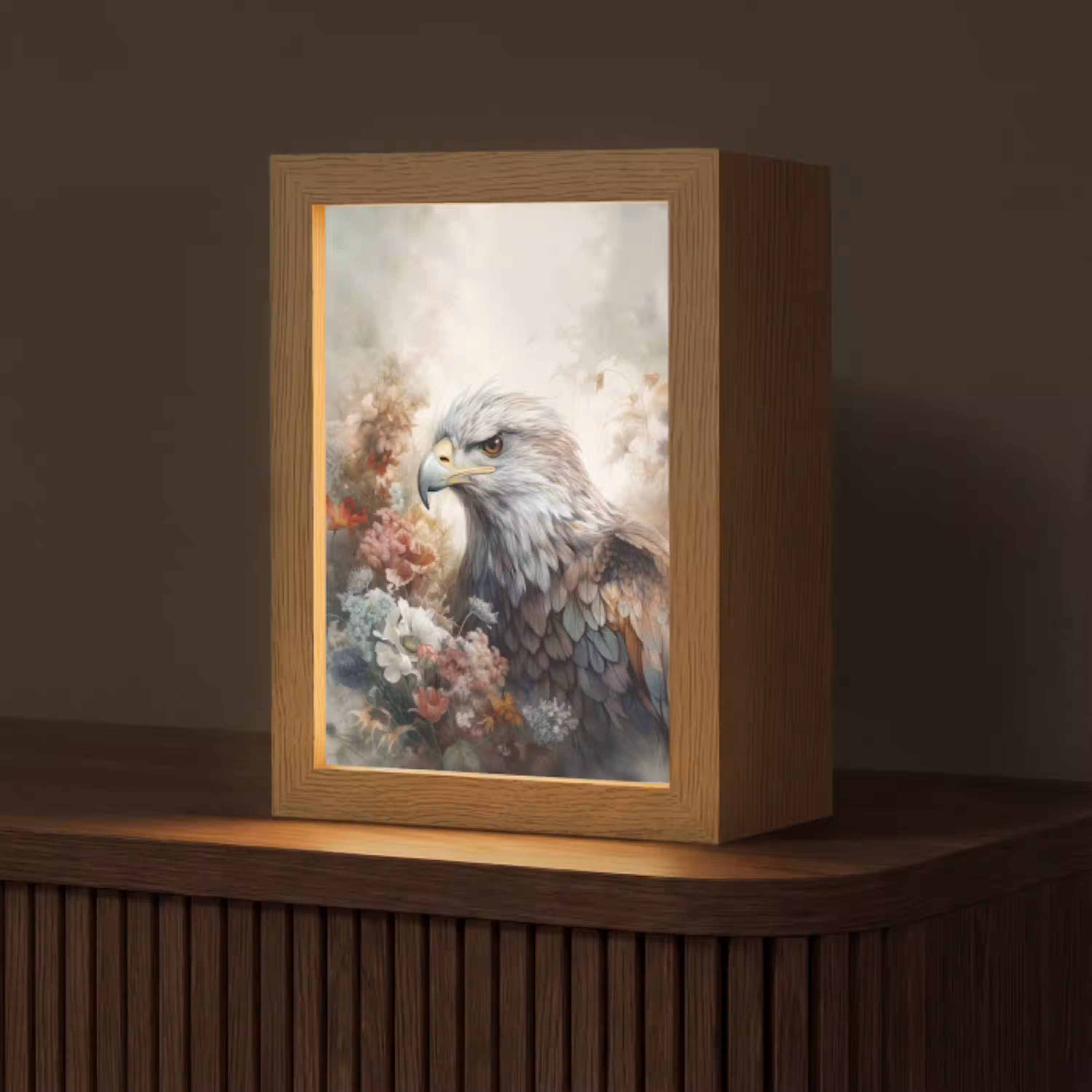 Arend - Adelaar - Vogel - Bloemen - Natuur Light Box met kabel (Tafellamp) klein -z3d_website