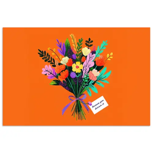Kaartje - Boeket - Bloemen poster papier klein -3d