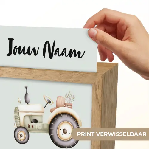 Vintage - Tractor - Pastel - Blauw Light Box met kabel (Kinderlampje) klein -USP_websiteprintNL