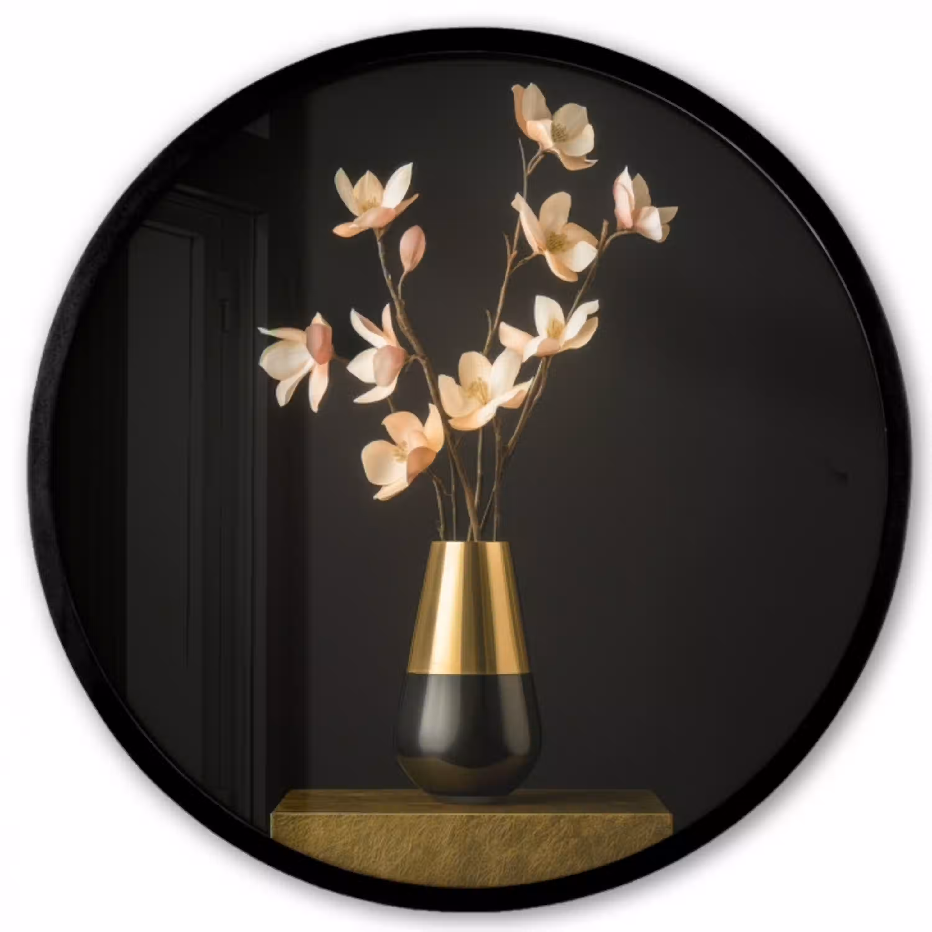 Sierlijk - Boeket - Goud - Vaas Fotolijst rond zonder passe partout klein -3d