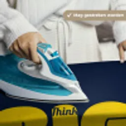 Think big - Blauw - Geel Wandkleed katoen klein -sfeer9