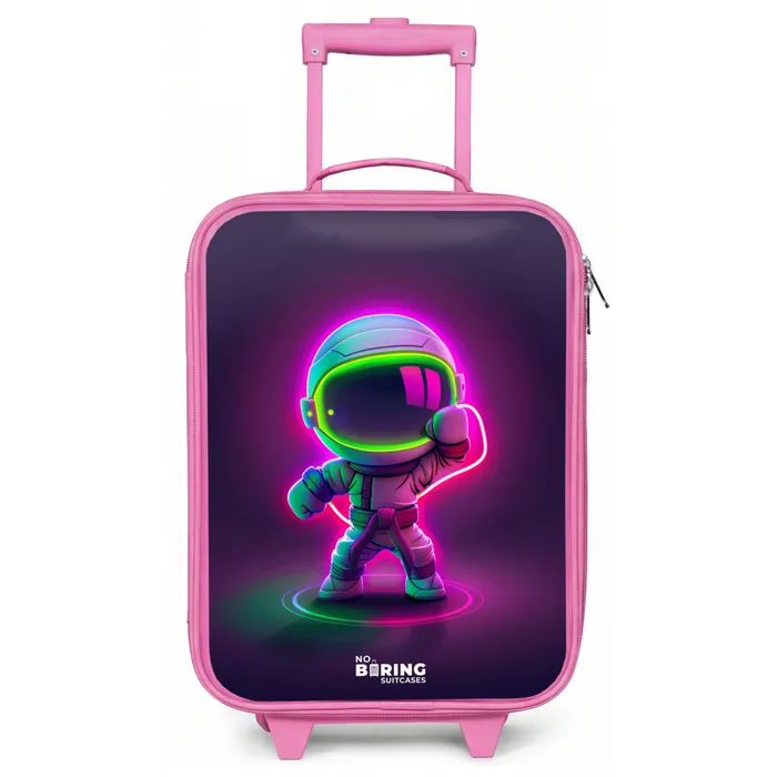 Space karate neon Kinderkoffer - Roze klein -zz3dotto