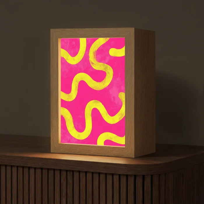 Lijn - Geel - Abstract Light Box met kabel (Tafellamp) klein -z3d_website