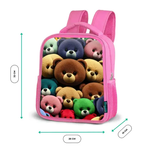 Bonte Berenbende Kinderrugzak - Roze middel -productfoto_formaten