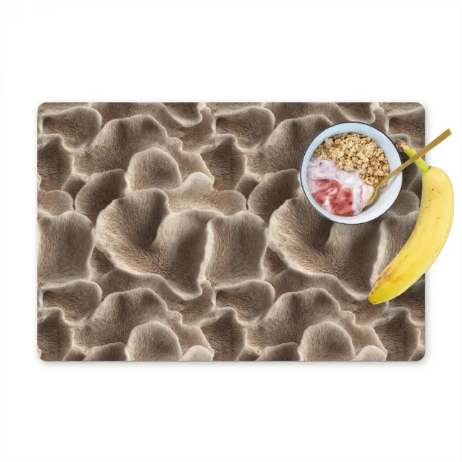 Placemat - 6 stuks - Waaiervorm - Beige - Vezel textuur