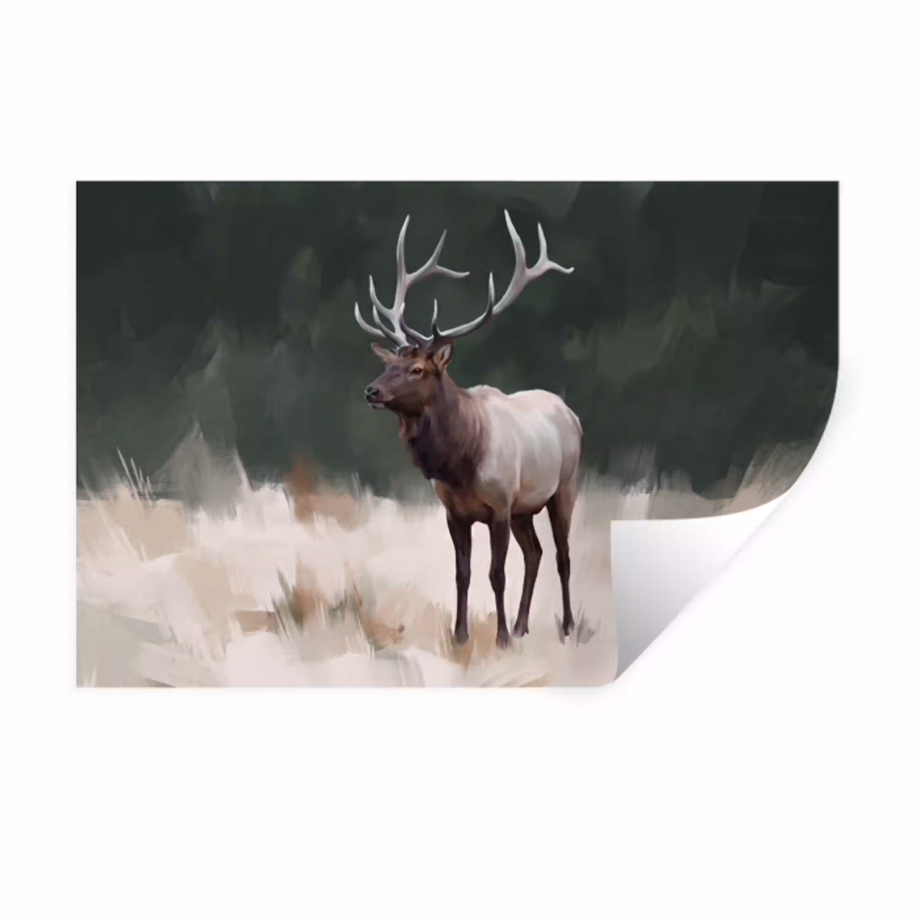 Edelhert - Gewei - Schildering - Rustiek Muursticker klein -3d