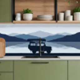 Auto - Meer - Bergen - Blauw keuken achterwand 2 middel -sfeer3