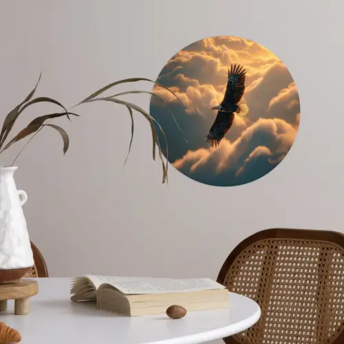 Adelaar - Wolken - Zon Wandcirkel behangsticker klein -sfeer3