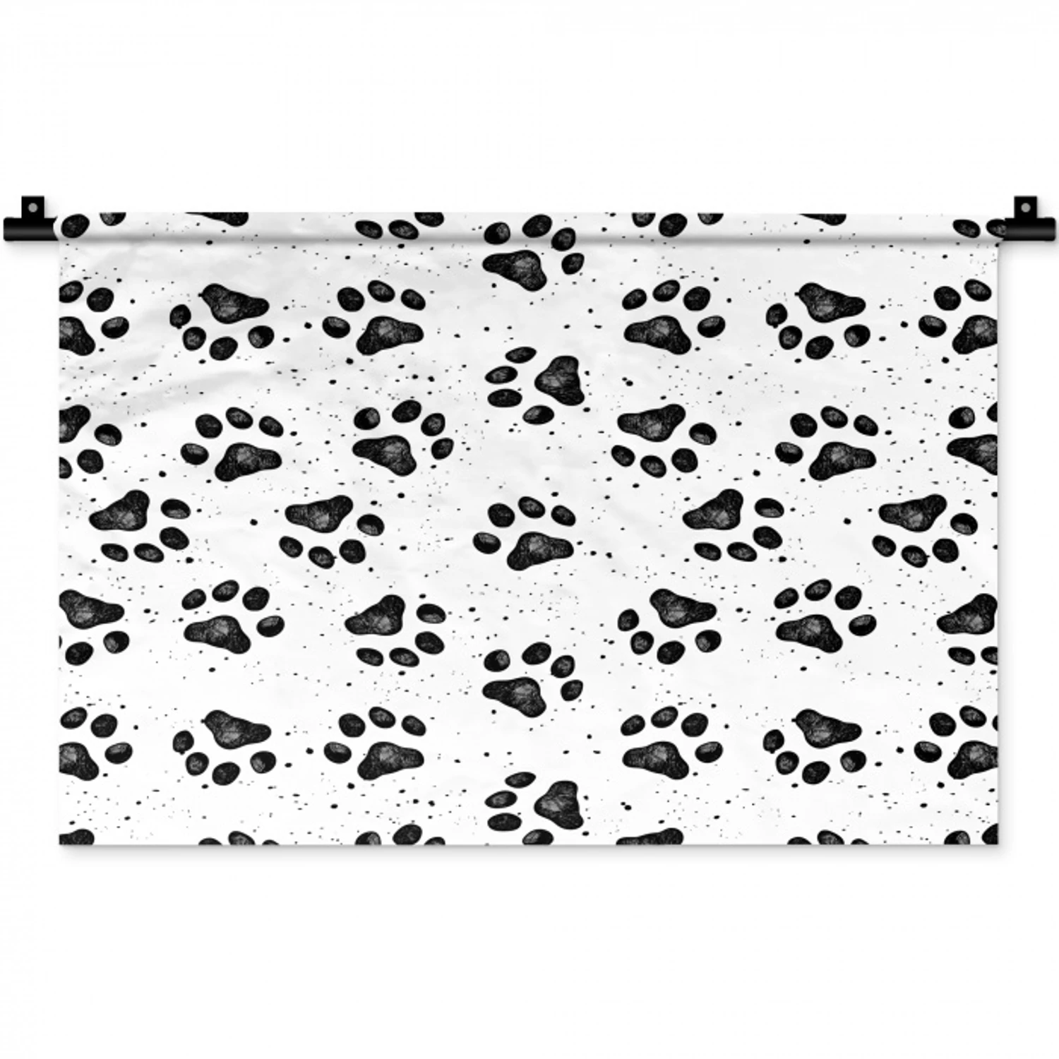 Paw - Pattern -Black Wandkleed katoen klein 269 -zz3d