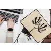 Bladeren - Gestreept - Stengel - Beige laptophoes neopreen klein -bureau