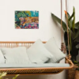Luipaard - Kleurrijk - Tropisch tuinposter los doek klein -sfeer7