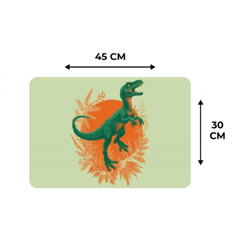 Dinosaurus - Groen - Planten - Cirkel Placemat vinyl groot -specs
