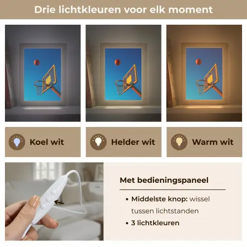 Basketbal -  Lucht - Ring Light Box met kabel (Tafellamp) klein -USP_lichtkleurNL