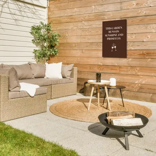 Bruin - Zomer - Quote - Drinken Tuinposter op houten frame 2 cm dik klein -sfeer2