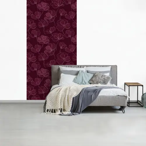 Bloemen - Patroon - Bordeauxrood fotobehang vinyl groot 64 -slaapkamer