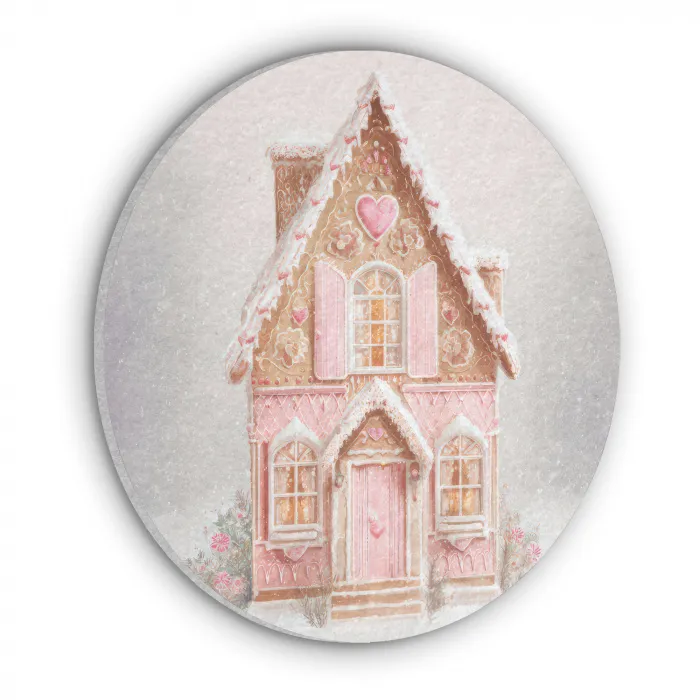 Huisje - Suiker - Pastel Akoestische PET Vilt - Rond klein -3d