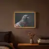 Duif - Bloemen - Zwart Light Box met batterij (Wandlamp) middel -sfeer4