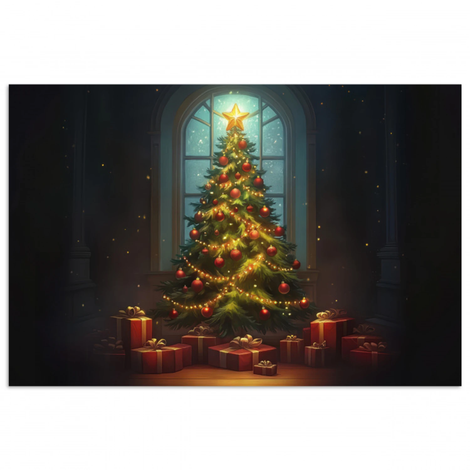 Kerstboom - Cadeau - Kerst - Winter poster papier klein -3d
