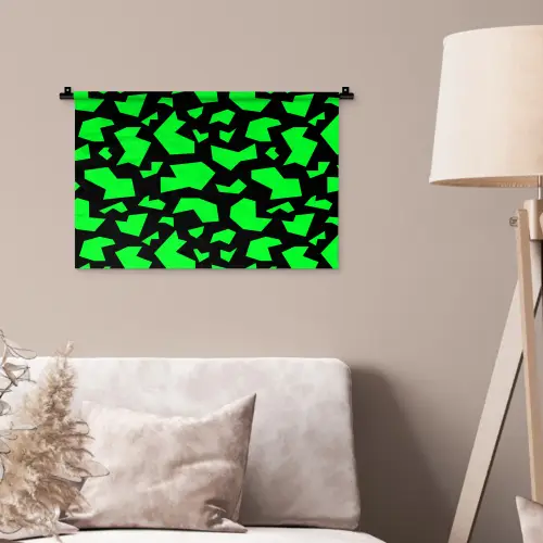 Zwart - Neon - Groen - Patroon Wandkleed katoen klein 269 -sfeer4