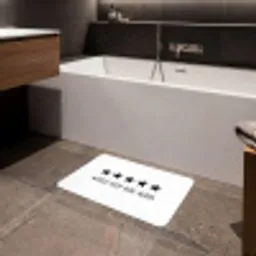 Spreuken - Would poop here again - Zwart - Quote Badmat klein -sfeer3