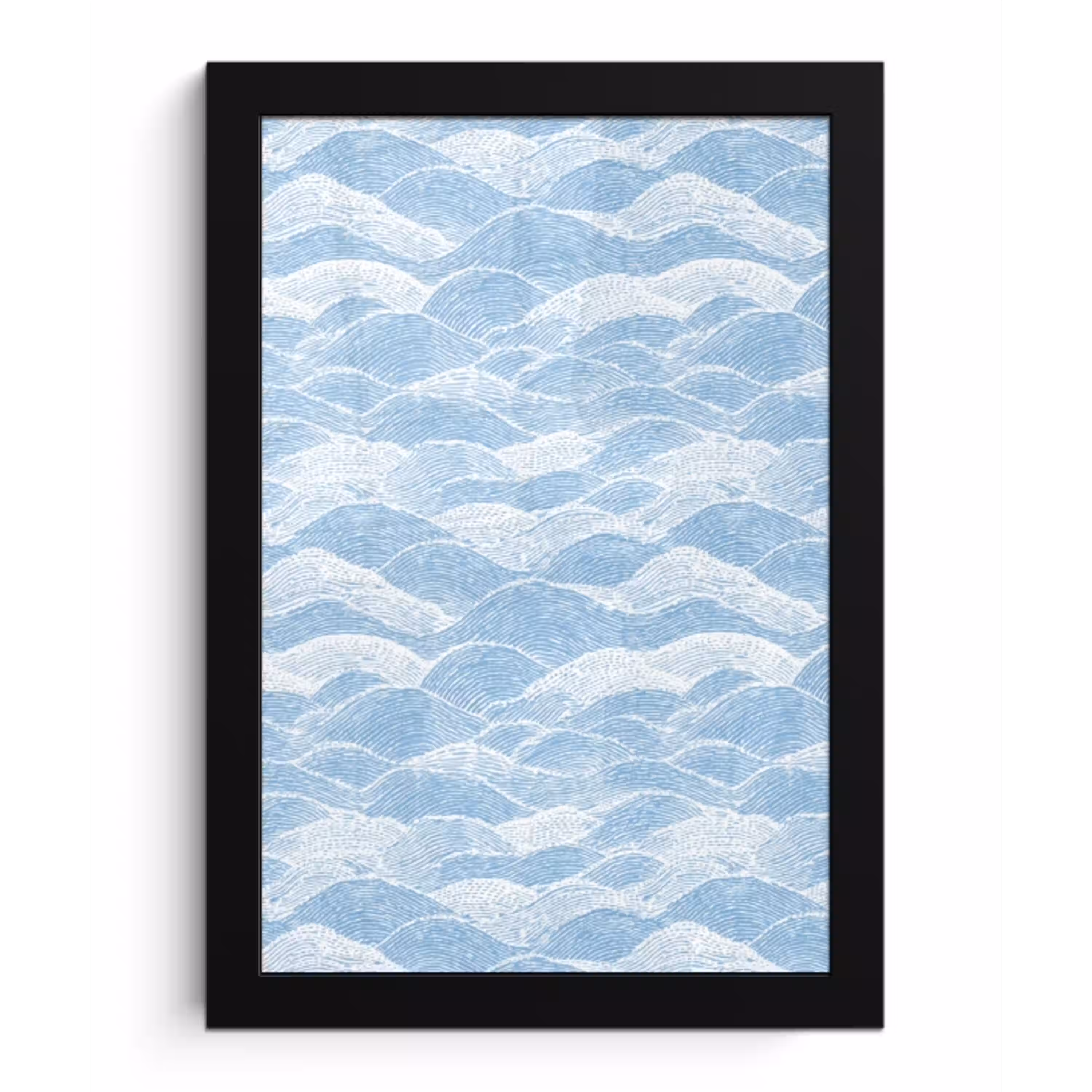 Blauw - Wit - Golven - Getekend fotolijst zwart zonder passe partout klein 224 -3d