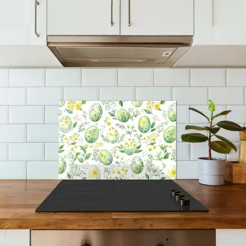 Patroon - Groen - Eieren keuken achterwand spatscherm klein -sfeer2